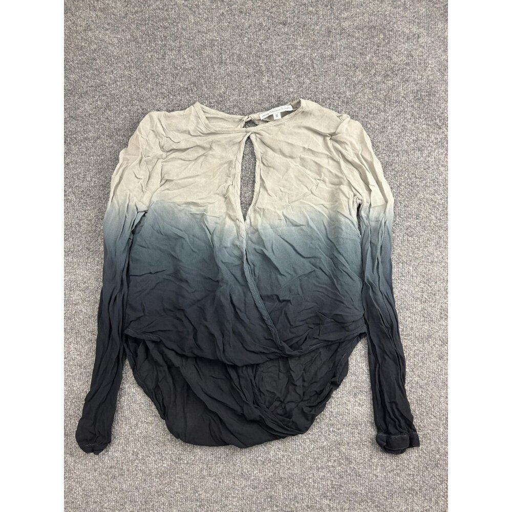 Young Fabulous & Broke Shirt Womens Small Gray Ombre Open Back Wrap Top Blouse